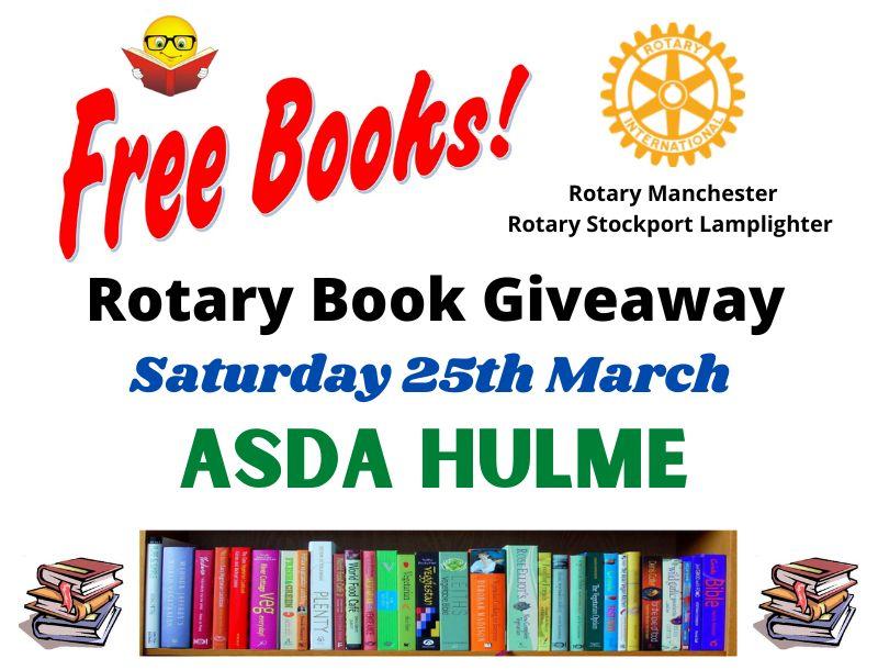 Book Giveaway at ASDA Hulme Rotary StockportLamplighter